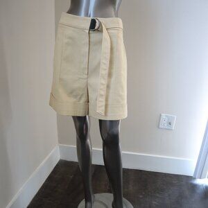 Brunello Cucinelli Shorts Monili Yellow Cotton Twill Cuff Size 10 32" Waist